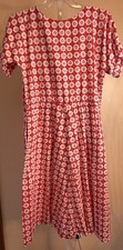 Vtg. Handprint Penelope Nelson Dress Red White Midi Dress Cottagecore PL/PXL