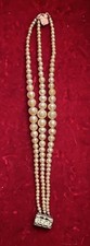 Vintage JAPAN Stamped Three Strand Necklace Choker Graduated Faux Pearl