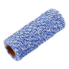 Cotton Rope Twisted Braided Rope Cord, Blue White50m/55 Yard 1.5mm Dia