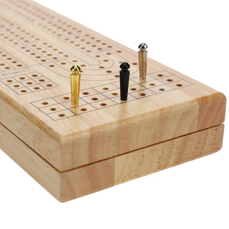 Pacific Shore Games Wooden Cribbage Board Game Set, Continuous 3 Track - Image 4 of 4