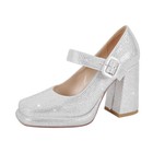 Women's Ankle Strap Platform Mary Jane Pumps Rhinestone Square Toe Shoes US8 — photo 2