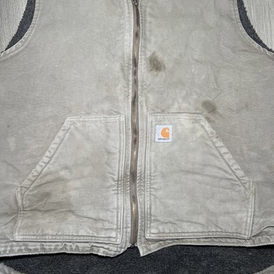 Carhartt 104394 Beige Duck Canvas Sherpa Lined Heavy Full Zip Work