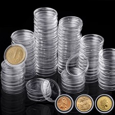 300PCS 19mm Round Coin Case Capsules Clear Plastic Container Holder Storage...