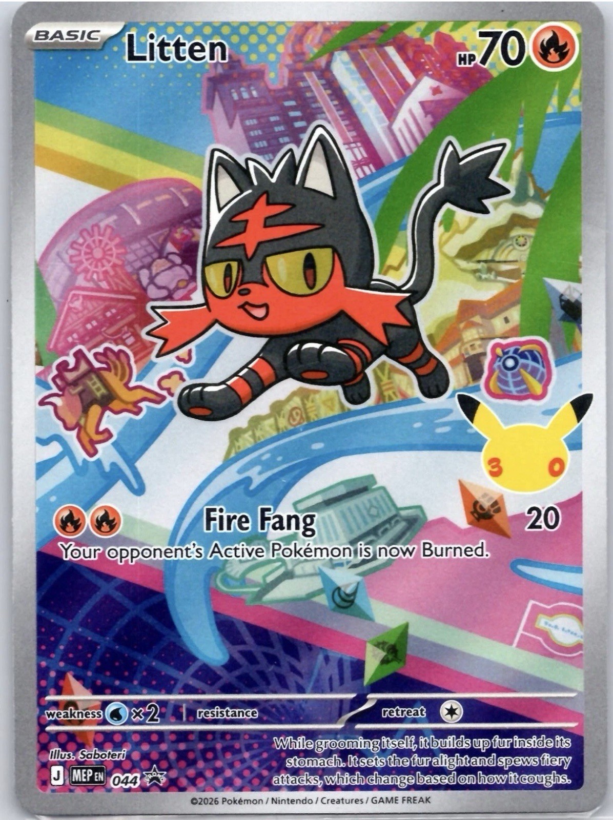 Litten 044 Holo Promo ME: Mega Evolution Promo Pokemon Mint Perfect Centering