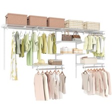 COSTWAY Wire Closet Organizer System Wall-mounted Custom Closet Kit-White