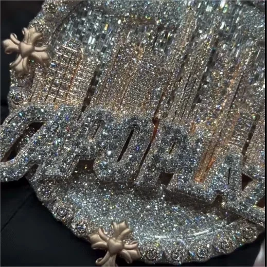 6Ct Baguette Cut Moissanite Men's Buss Down Custom Pendant 925 Sterling Silver - Image 4 of 4