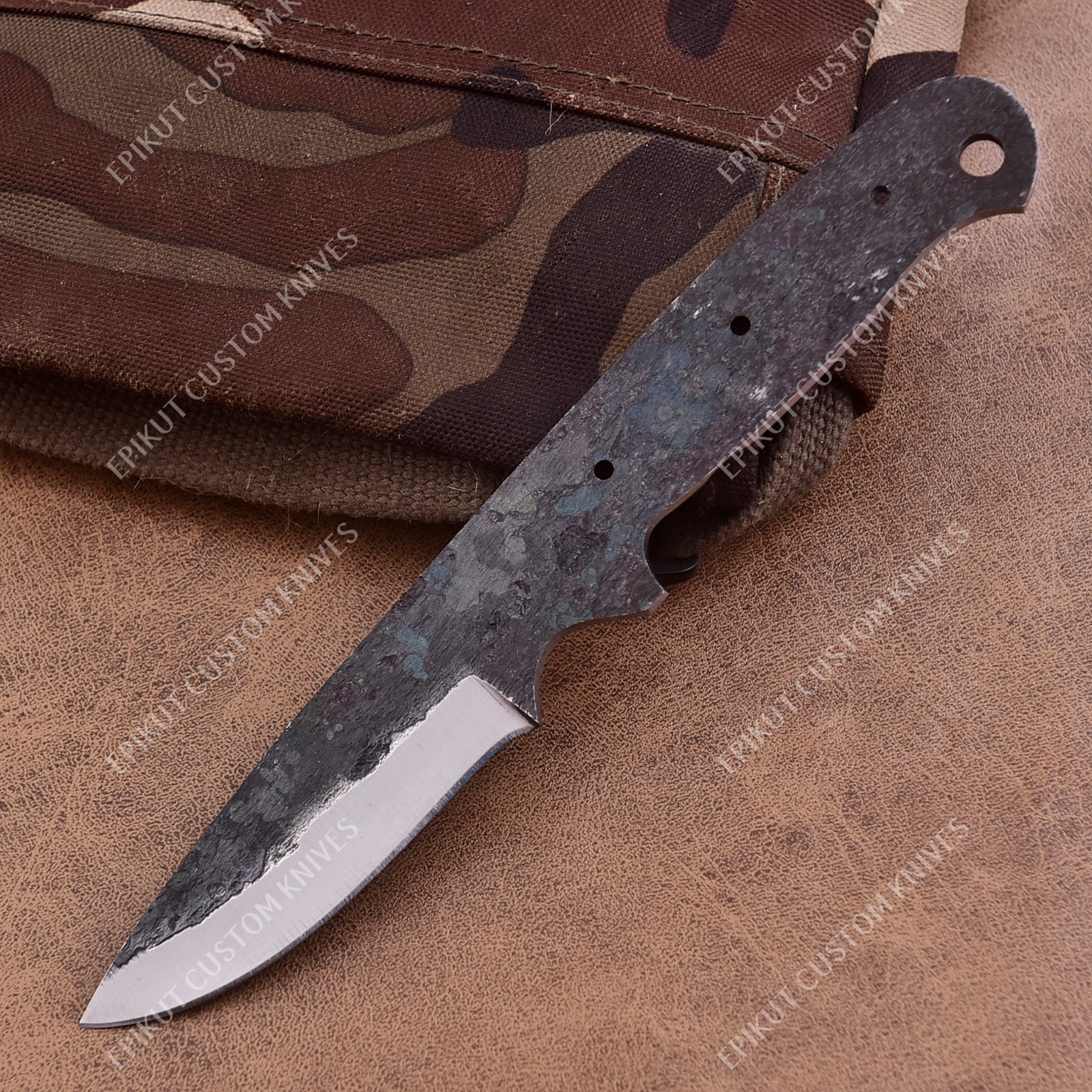 8'' 1095 High Carbon Steel Knife Blank Blade DIY Bushcraft Hunting Knife Making