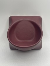 VTG NOS Porcelain Bathroom Soap Dish Tooth Brush Holder Round Matte Groovy Mauve