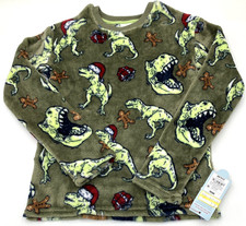 Cat  Jack Kids Size M 8 Christmas Dinosaur Pajama Top Green Fleece