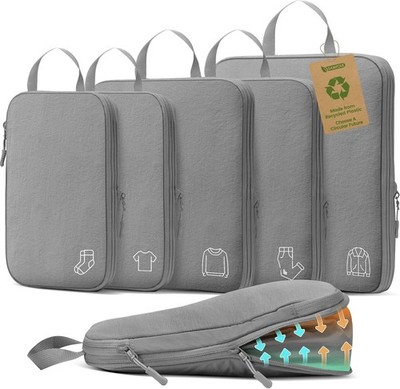 Koffer Organizer Packing Cubes Nylon Set Grau mit Robusten Reißverschlüssen