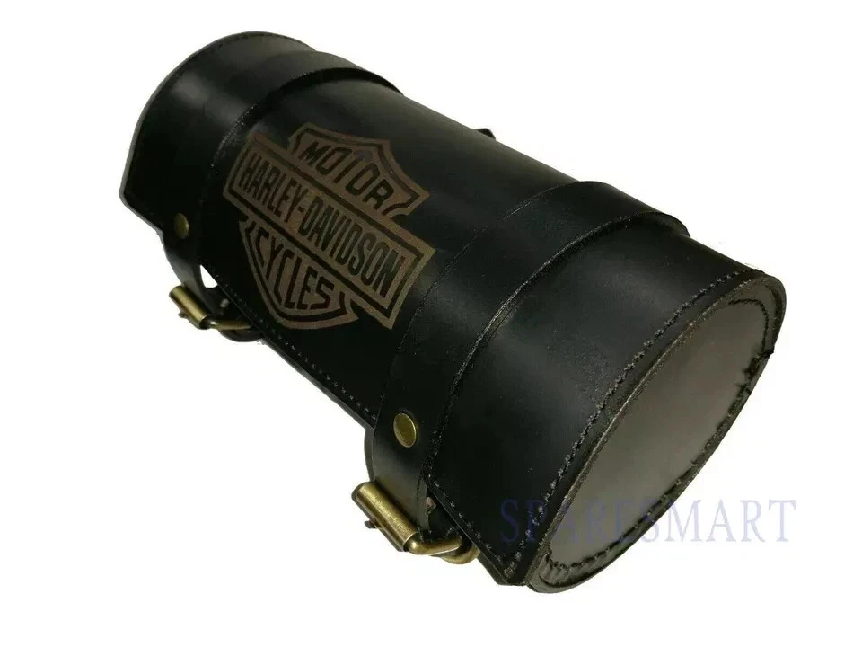 PURE LEATHER TOOL BAG ENGRAVED FOR HARLEY DAVIDSON MOTORCYCLE IN BLACK COLOR Foto 4 de 4