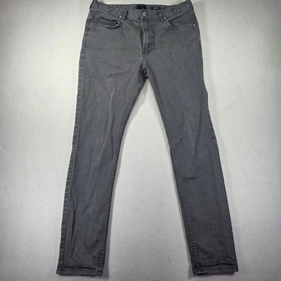 H&M Slim Fit Chino Pants Mens 34 Charcoal Grey Stretch Cotton 5-Pocket Jeans