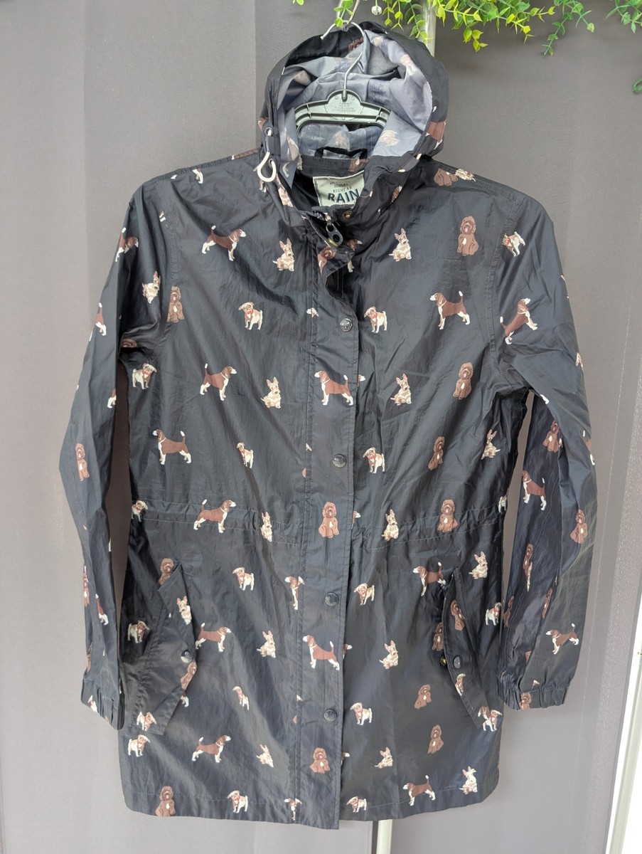 Joules Golightly Water Resistant Packaway Jacket Coat Dogs Dark