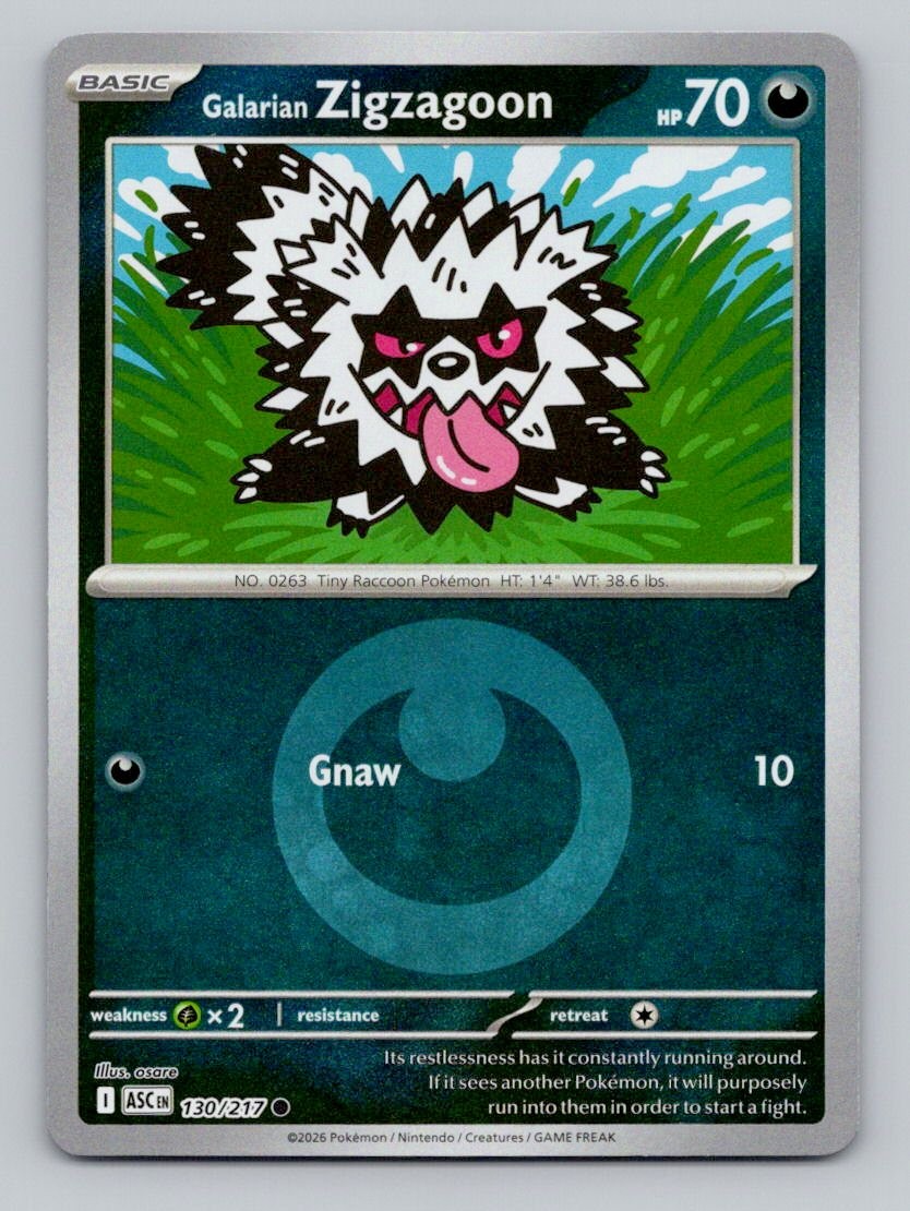 Galarian Zigzagoon (Energy Symbol Pattern) 130/217 Ascended Heroes Reverse Holo