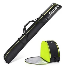  Padded Ski Bag and Boot Bag Combo, Water-Resistant Adjustable Length Ski Black