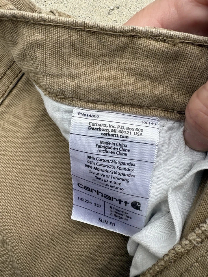 Carhartt slim fit regular fit canvas carpenter pants women's 8 tan - Image 4 of 4