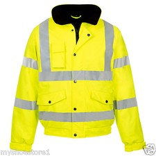 HI VIZ JACKET VIS VISIBILITY SECURITY WORK CONTRACTOR WATERPROOF PADDED HOODED