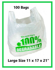 Heavy Duty Oxo-Biodegradable Large Plastic Carrier Bags 100 Pack 11" x 17" x 21"