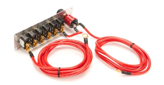 Panel de interruptor de encendido QuickCar con placa negra 6 interruptores y montaje en tablero de 1 botón Foto 2 de 2