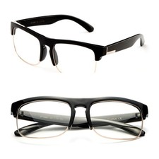 Half Frame Clear Lens Fashion Glasses Key Hole Non Prescription Frame for Men