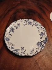 Artisan Eleanor Plates Blue Floral Indigo Set Of 4 11" New Wedding Dinner 