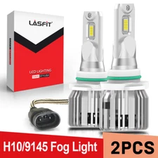 LASFIT 9145 9140 H10 LED Fog Light Bulb Conversion Kit Super Bright White 6000K