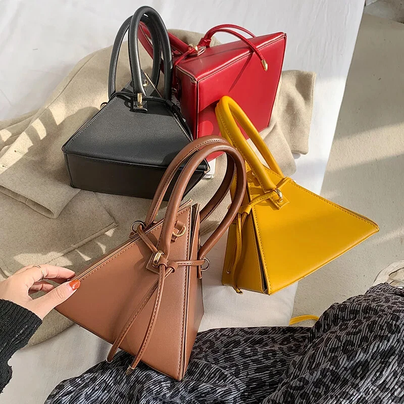 Triangle Shape Clutch Pyramid shape Purse chain bucket cross body bucket bag