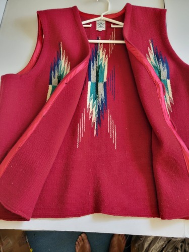 Authentic Ortega' s Men's XL (46)Deep Red Hand Woven Wool Chimayos N.M. - Picture 5 of 9