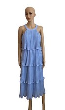 ZESICA Women's 2023 Sleeveless Halter Neck Ruffle Tiered Layed Chiffon Fl  Small