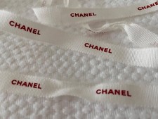 CHANEL LOGO 57  INCHES LONG WHITE WITH RED GIFT WRAP RIBBON