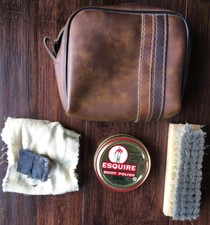 Vintage Shoe Shine Kit Brush Esquire Brown Boot Polish