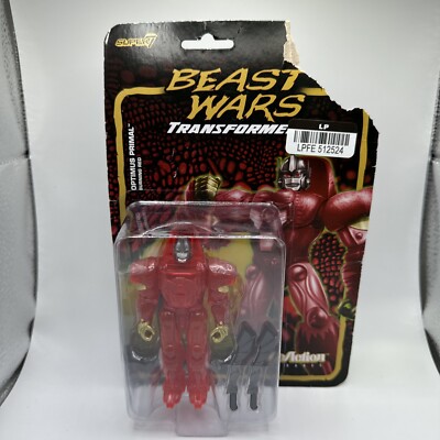 Transformers Beast Wars Optimus Primal Maximal Burning Red ReAction Super7 Read