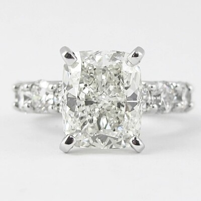 3.78Ctw Elongated Cushion Cut Moissanite Split Shank Engagement Wedding Ring