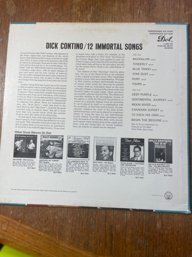 Dick Contino – 12 Immortal Songs LP Vinyl 1964 Stereo VG - Picture 6 of 6