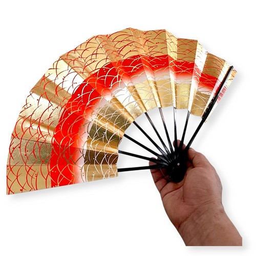 Japanese Odori Folding Paper Fan Sensu Geisha Hand Held Wooden Frame Decor P32 - Picture 6 of 12