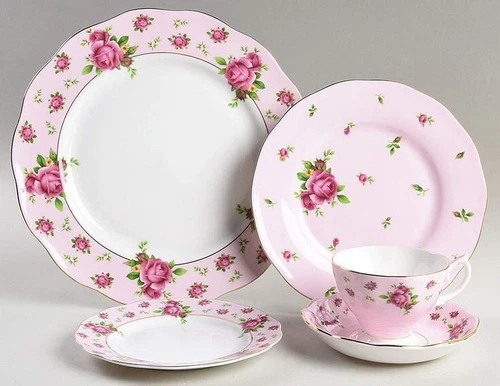 Royal Albert New Country Roses Pink 20 Piece Set Service For 4