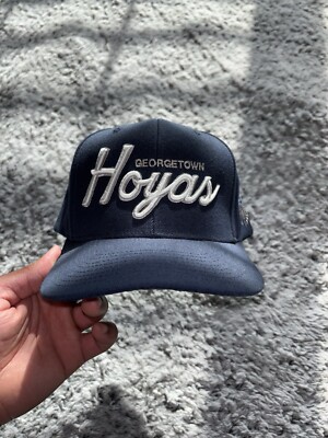 MITCHELL & NESS GEORGETOWN HOYAS SNAPBACK CAP NAVY EMBROIDERED PATCH 