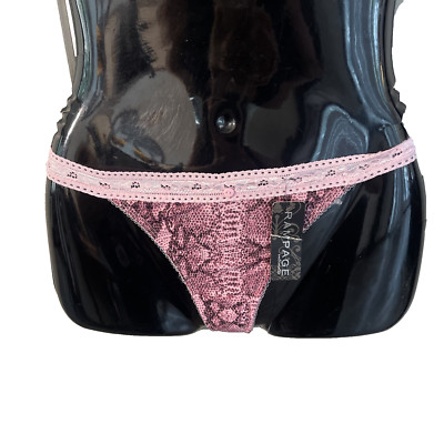 NWT Rampage G String Thong Sissy Panty Lingerie Womens Medium Pink Black Snake