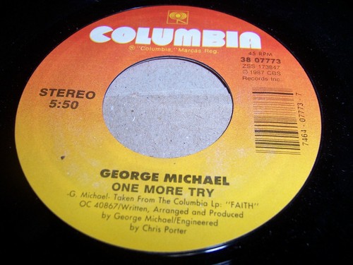 GEORGE MICHAEL- ONE MORE TRY- 7" SINGLE 45 RPM, COLUMBIA 38 07773 (VG/VG+) - Picture 3 of 4