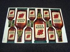Circa 1950s Four Roses Whiskey Bottle Poster