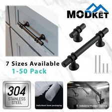 Black Modern Round Cabinet Handles Bar Pull Knobs Kitchen Drawer Stainless Steel