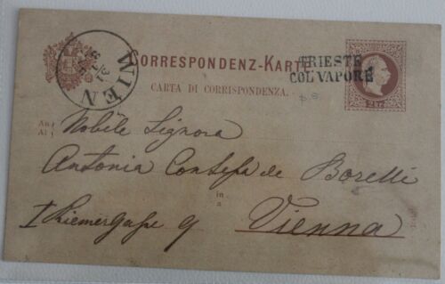1879 ?? Postal 2 Kreuzer Trieste-Vienna + Tampon Trieste Col VAPORE-LL370 - Picture 1 of 1