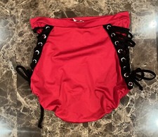 NWOT VTG 90s Y2K Shiny Satin Lace Up String panties Red Glossy HTF L