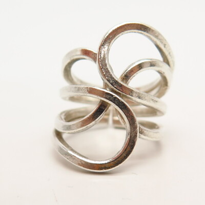 925 Sterling Silver Double Loop Bypass Design Wide Ring | eBay