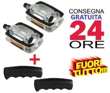 *FUORI TUTTO* COPPIA PEDALI BICI RIFRANGENTI ANTISCIVOLO + MANOPOLE UNIVERSALI