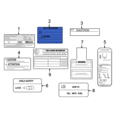 For Nissan Rogue 2024 Nissan 270906RR1B A/C System Information Label