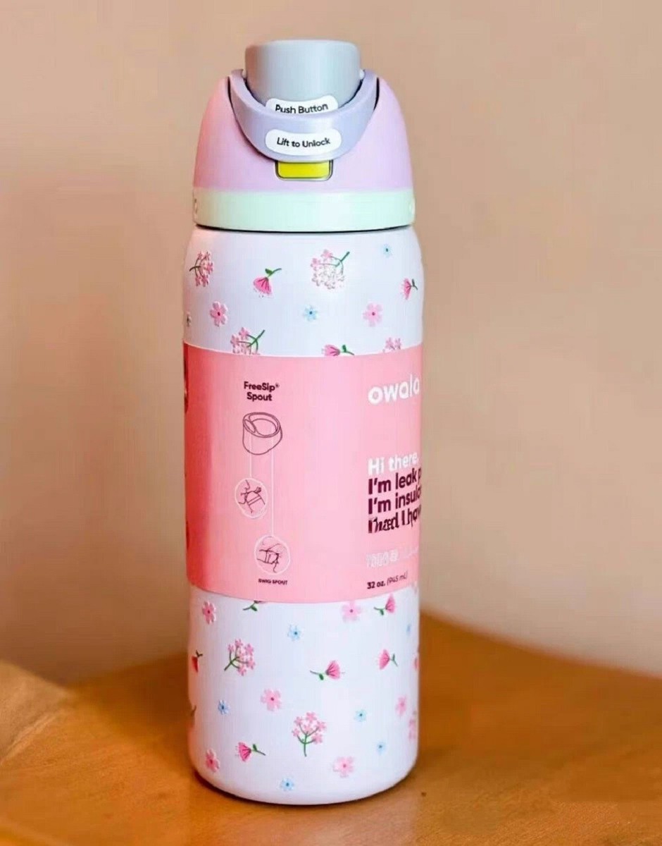 Owala 32oz FreeSip Stainless Steel Water Bottle,Cherryblossom New