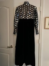 OSCAR DE LA RENTA-1970s Silk/Velvet Evening Dress, Size-8