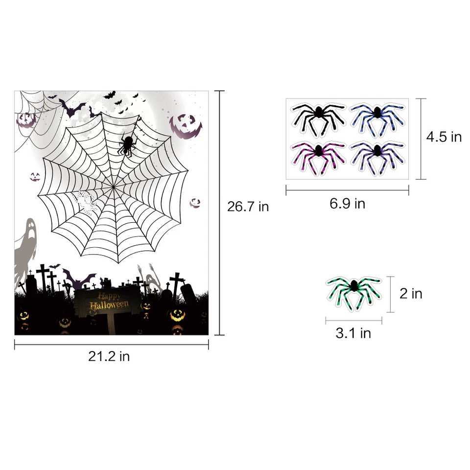 Pin the Spider on the Web - Juego de fiesta para niños de Halloween - Vampiro Bruja Fantasma Foto 4 de 4