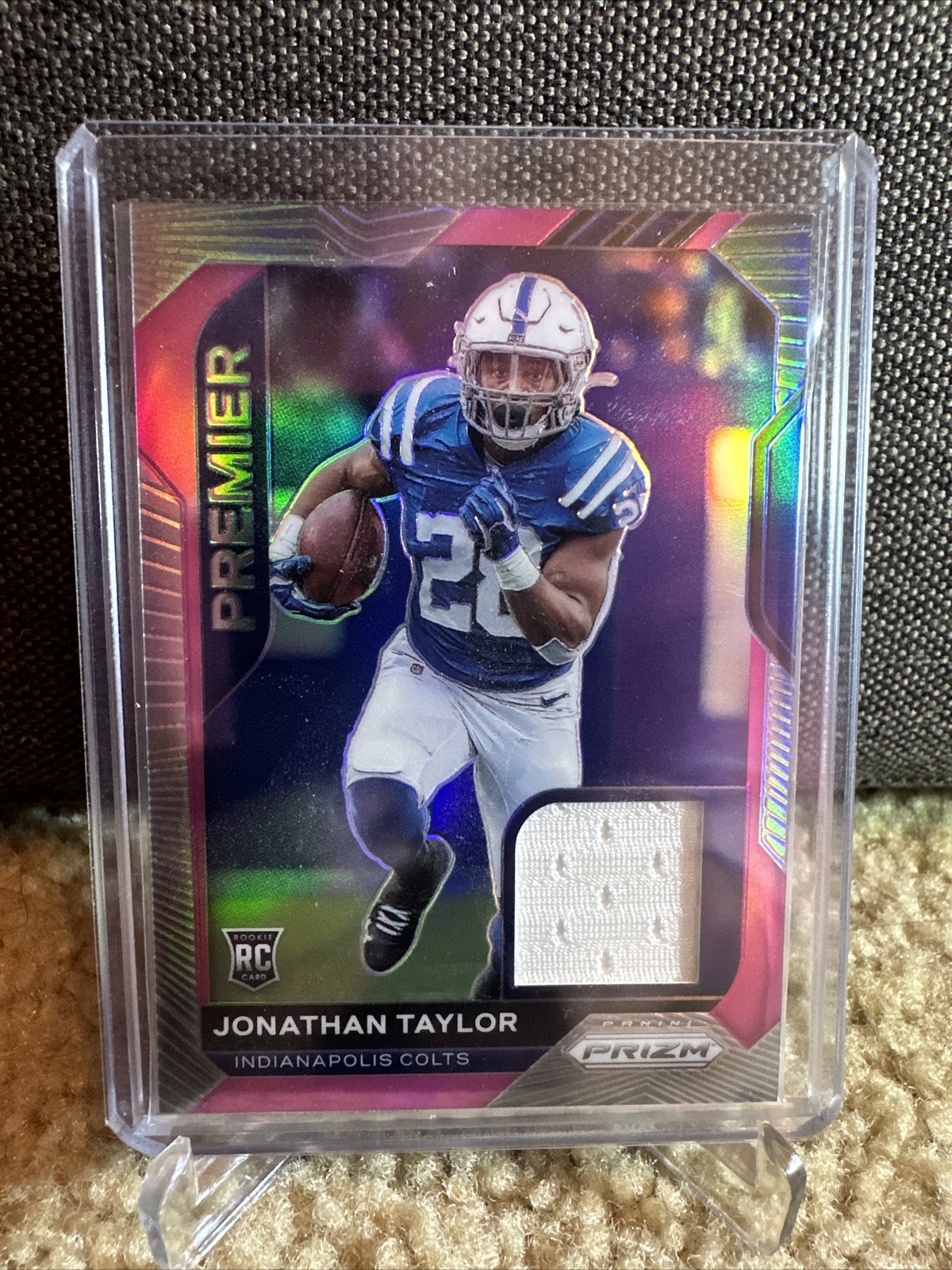 2020 Panini Prizm Jonathan Taylor Premier Rookie Jersey Pink Prizm Colts